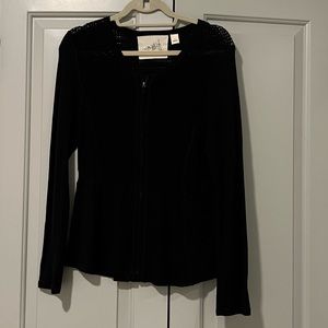 Anthropologie Knit Zip Up Blouse
